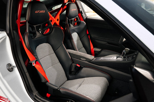 Bezüge Sitz Inlays Pepita weiß für Porsche Schalensitze 918, 991, 992, 981, GT3, GT4