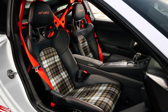 Bezüge Sitz Inlays Schottenkaro grün/beige für Porsche Schalensitze 918, 991, 992, 981, GT3, GT4